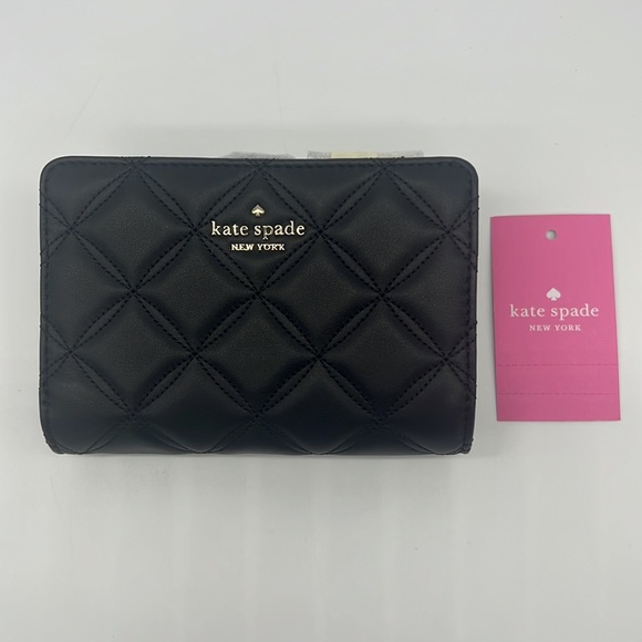 Kate Spade Natalia Medium Compact Bifold Wallet Black - Picture 1 of 13
